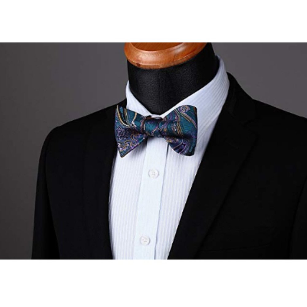 Men's Paisley Floral Jacquard Woven Party Bow Tie - Picture 5 of 7